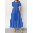 thumbnail image 4 of PRETTYGARDEN Womens Summer Maxi Dresses Casual Puff Sleeve V Neck Smocked Flowy Eyelet Cotton Dress Spring Sundress, 4 of 8