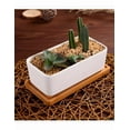 thumbnail image 3 of Ilios Xtellar Innova Maceta Rectangular Con Base De Madera Color Blanco, 3 of 5