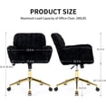 thumbnail image 3 of Black Office Chair Faux Fur Vanity Chair, Comfortable Home Office Desk Chairs with Wheels and Arms, Swivel Wide Office Chair Makeup Chair Height Adjustable for Office, Study, Bedroom, Black, 3 of 7