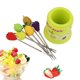 thumbnail image 3 of Juego de tenedores de fruta de acero inoxidable verde, 6 piezas para postres y pasteles, regalo ideal para fiestas en casa, 3 of 8