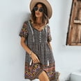 thumbnail image 4 of Summer Dresses for Women Maxi Dress Crew Neck Print Dress Boho, 4 of 7