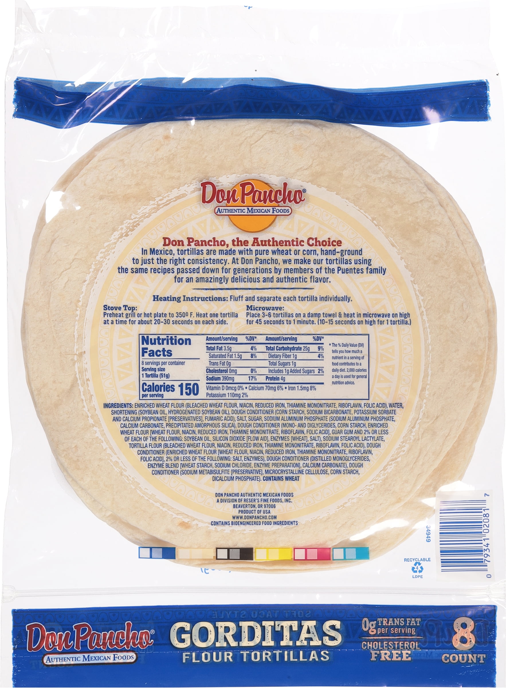 Don Pancho Flour Tortilla 8" , 14.4 oz, 8 Count