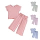 thumbnail image 3 of Odeerbi 6M-4Y Conjunto de Verano Para Niñas de Manga Corta de Algodón Con Ribete de Lechuga Pantalones Anchos Conjunto de Dos Piezas, 3 of 3