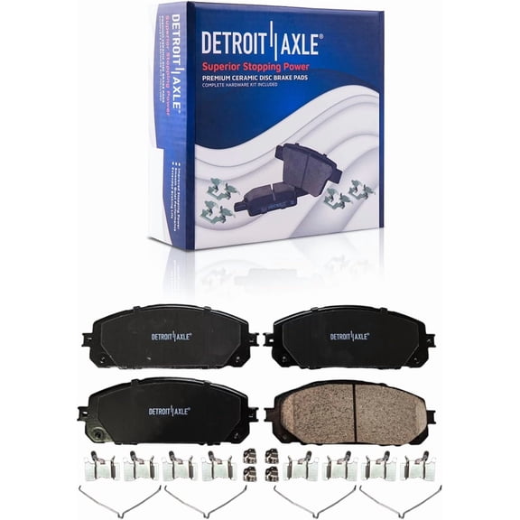 Detroit Axle - Front Brake Pads for 2016 2017 2018 2019 2020 2021 2022 2023 Jeep Cherokee, Ceramic Brake Pads with Hardware Replacement