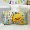 thumbnail image 4 of Easter Chick Eggs Lumbar Decorative Throw Pillow Cover 12 x 20, Chicken Bunny Ears Colorful Plaid Check Rectangle Cushion Case Decor, Flowers Butterfly Farmhouse Home Decoration for Sofa Couch, 4 of 5