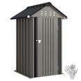 thumbnail image 1 of Outsunny 4' x 4' Outdoor Storage Shed with Lockable Door, Light Grey, 1 of 10