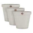 thumbnail image 1 of Kit de 3 Macetas de Plástico, Acabado Rattan, con Plato Externo para Evitar escurrimiento de AguA. Blanco Cantera, 1 of 4