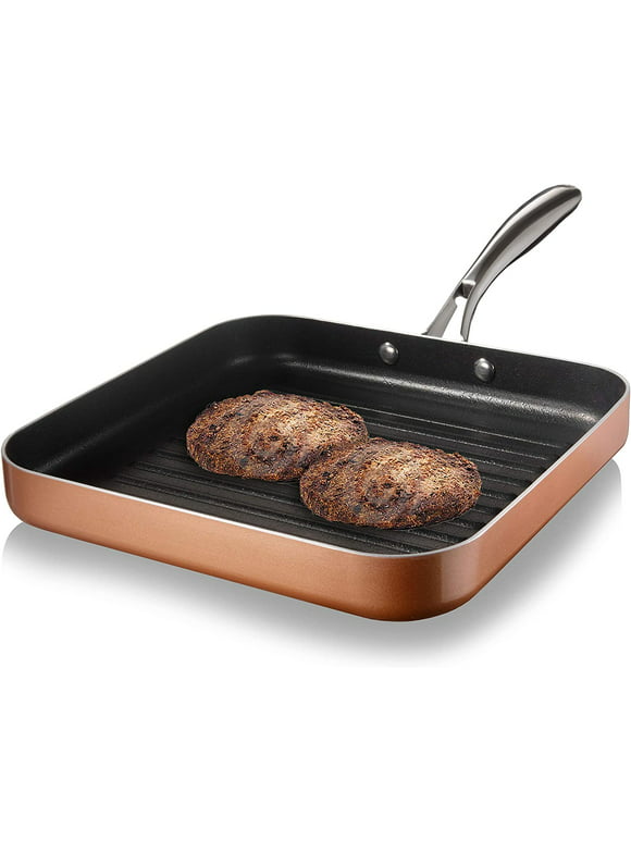 Gotham Steel Nonstick Grill Pan for Stovetops with Grill Sear Ridges, Ultra Durable Coating,100% PFOA Free, 10.5 inch