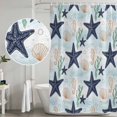 thumbnail image 4 of Shower Curtain Bathroom Set Nautical Starfish Seahorse Seashell Waterproof Fabric Shower Curtains with Grommets&Hooks, Marine Life Pattern Privacy Bath Curtain for Bathtub 48x72in, 4 of 9