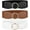 B-black+brown+white, variant on 3 Pack Women Wide Elastic Waist Belt for Dress Ladies Stretch Belt with Gold Round Buckle