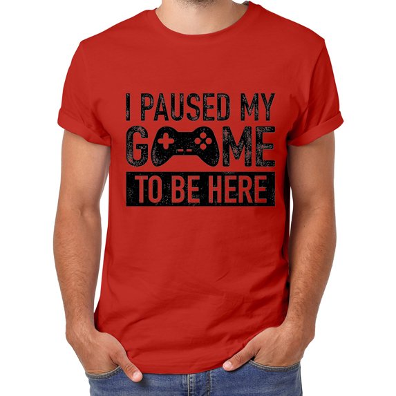 Men I Paused My Game To Be Here Letter Print Short Sleeve Round Neck Tennis T Shirt Floral Fashion Trend Bottoming
