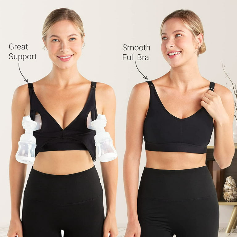 Hands Free Pumping Bra, Comfortable Breast Pump Bra with Pads, Lupantte  Adjustable Nursing Bra for Pumping .Suitable for Breast Pumps Like Spectra,  Lansinoh, Philips Avent,Medela etc. (X-Small) Black : : Fashion