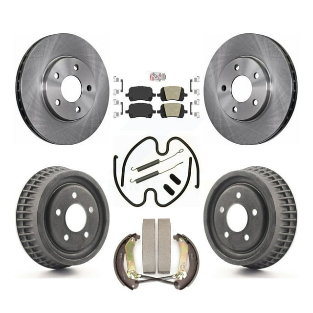 Transit Auto Front Rear Disc Brake Rotors Ceramic Pads and Drum Kit (7Pc) for Car 2004 Chevrolet Malibu rear brakes with 276mm Diameter Rotor K8A-106049