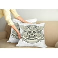 thumbnail image 2 of Ambesonne Sugar Skull Throw Pillow Cover 2 Pack, Calavera Diamond, 20", Cream Grey Black, 2 of 7