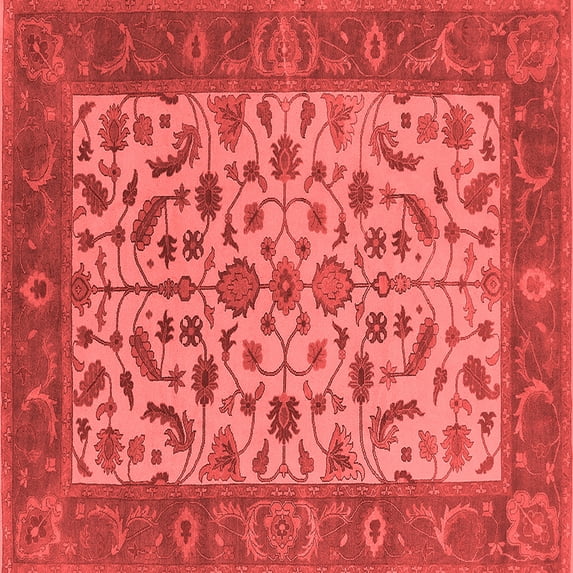 Ahgly Company Indoor Square Oriental Red Traditional Area Rugs, 7' Square