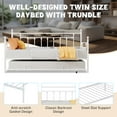 thumbnail image 4 of UHOMEPRO Twin Daybed with Trundle Included, Metal Daybed Frame with Pull-Out Trundle Bed, No Box Spring Needed, Twin Size Daybed Sofa Bed for Bedroom Living Room, White, 4 of 10
