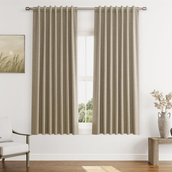 Juego de cortinas Guken Blackout de 160 cm de longitud, 2 paneles, lino caqui