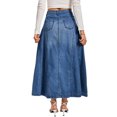 thumbnail image 3 of INSPIRE CHIC Women's Jean Maxi Skirt Casual High Waisted Distressed Wash A Line Swing Long Denim Skirts M Sky Blue, 3 of 6