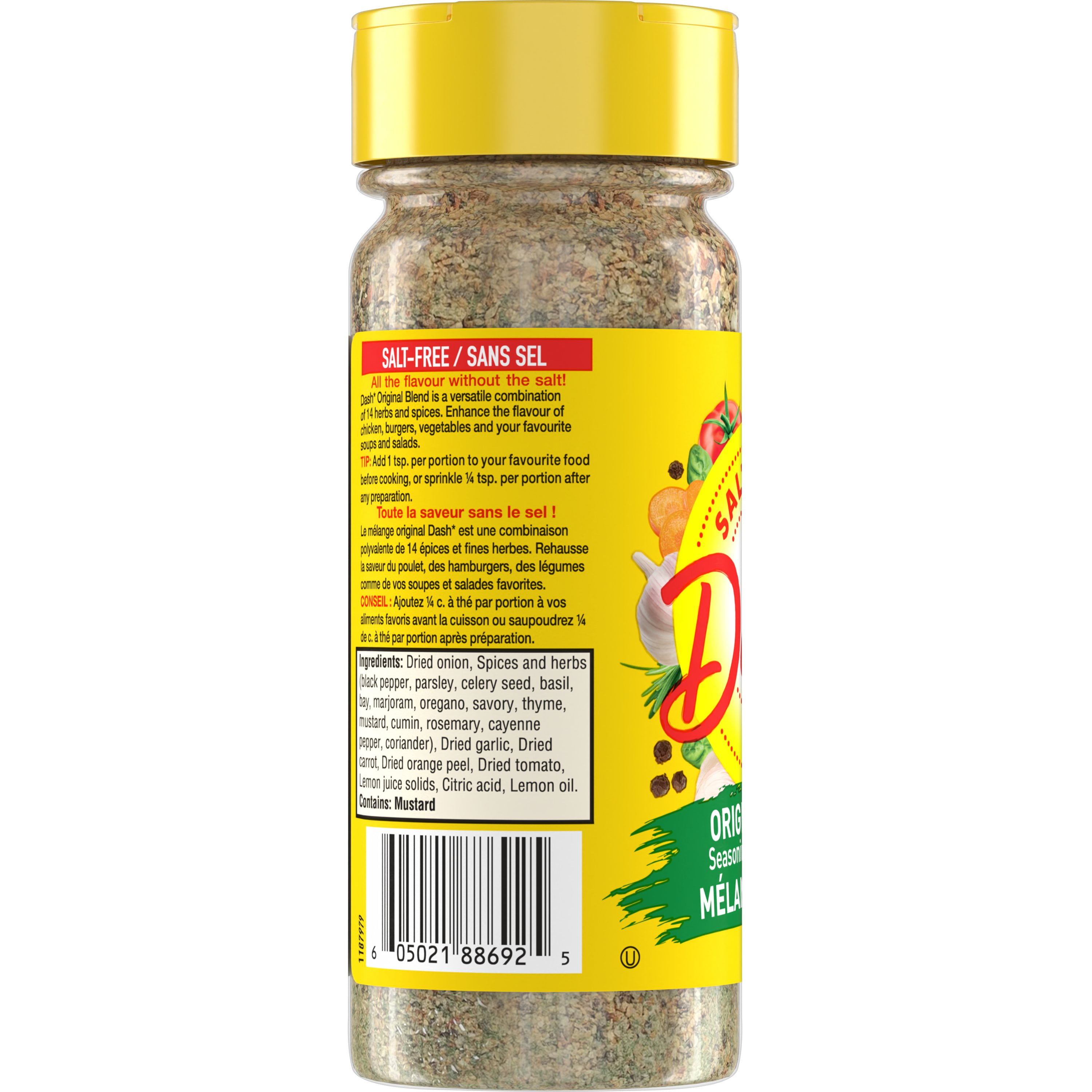 Mélange D'Assaisonnement Original Mrs. Dash Sans Sel. Plus de 20 épices mélangées.
