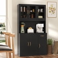 thumbnail image 6 of RichYa Freestanding Kitchen Pantry Cabinet with Buffet Cupboard Storage Cabinet with 6 Doors Utility Pantry for Kitchen Dining Room Black, 6 of 8