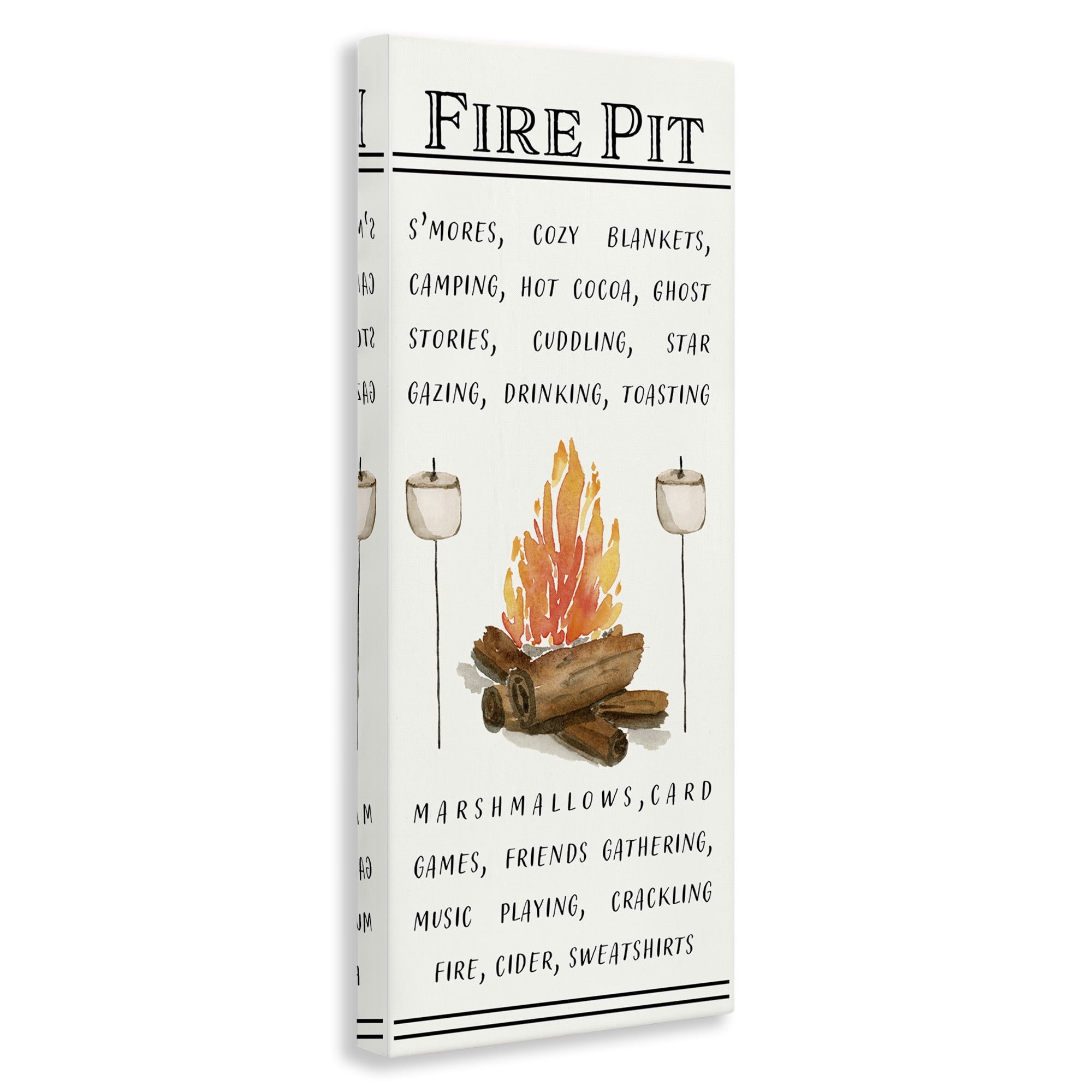 Stupell Industries Fire Pit & Marshmallows Food & Beverage Painting Gallery Wrapped Canvas Art Print Wall Art, 13 x 30