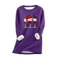 thumbnail image 1 of MIASHUI Chandail en Molleton de Base pour Femmes, Manches Longues, Col Rond, Poche, Épais en Polaire, sous-Vêtement Thermique, Violet, G, 1 of 5