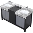 thumbnail image 3 of Lexora Home Zilara 60" Double Marble Top Bathroom Vanity with Chrome Faucet, 3 of 15