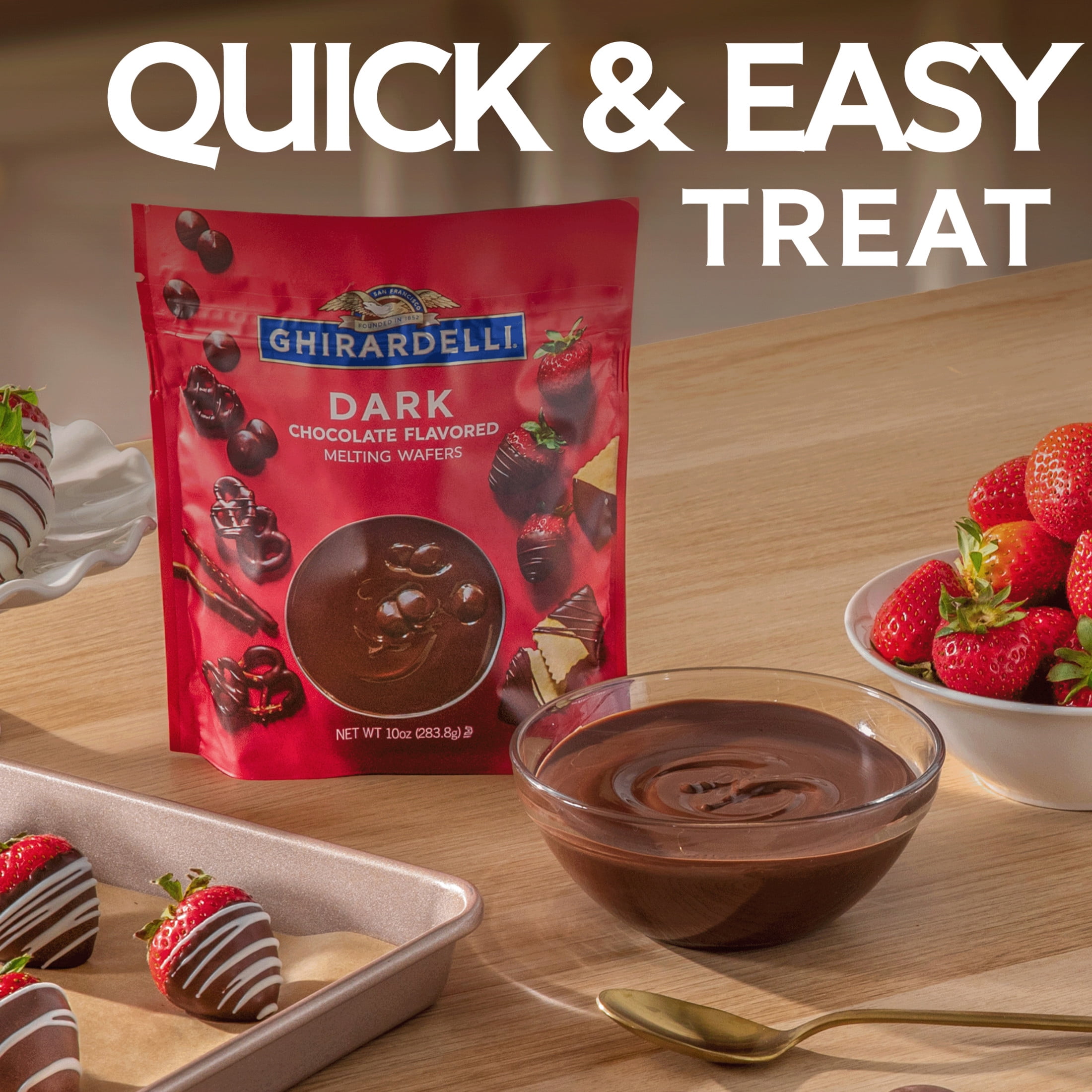 (3 pack) GHIRARDELLI Dark Chocolate Flavored Melting Wafers, 10 oz Bag