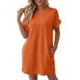 thumbnail image 4 of Levmjia Women's Casual Short Sleeve Dress Crew Neck A Line Swing Dress with Pockets Solid Color Loose Fit Summer Beach Sundress, 4 of 9