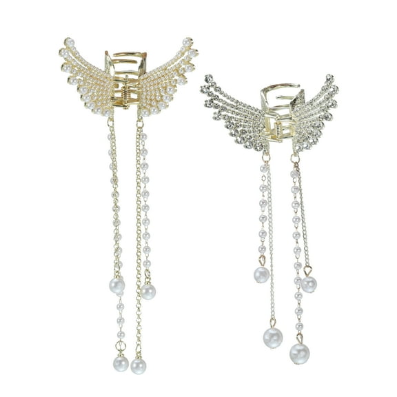 Unique Bargains 2pcs Hair Clip Classic Butterfly and Faux Pearl Tassel Hair Clip Elegant Cute Hair Accessories for Women