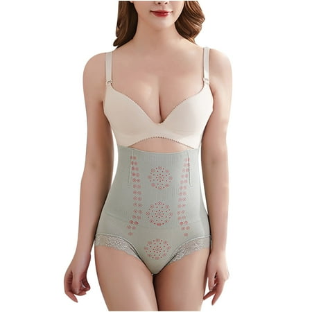 JINMGG Womens Plus Size Clearance $5 Women s Panties Lace High-Waist Buttocks Puller Abdomen Ne-Piece Shapewear Green XL