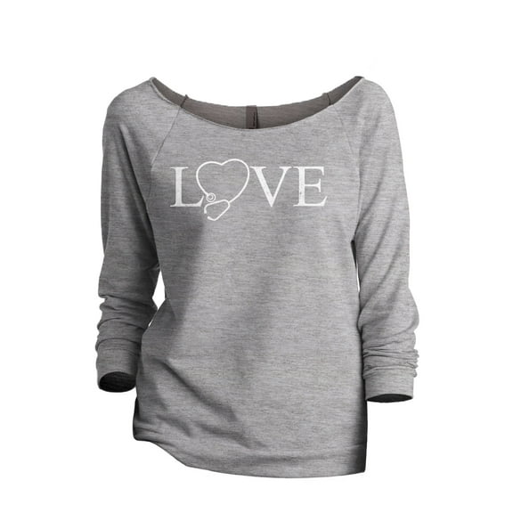 LOVE Scope Nurse Women's Fashion Slouchy 3/4 Sleeves Raglan Lightweight Sweatshirt Sport Grey Large