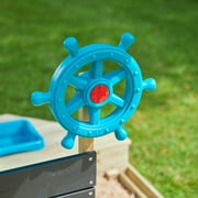 TP Toys Ahoy Ship Wooden Sandbox Cover Play Boat with Sunshade Sail, Hidden Sandpit, Splash Bowl, Storage Compartment & Pirate Play Features for Kids Ages 2+