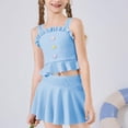 thumbnail image 2 of Odeerbi 12-15 Years Teen Girls 2-Piece Swimsuit Set Summer Flower Decoration Ruffle Tankini with Swim Skirt, 2 of 6