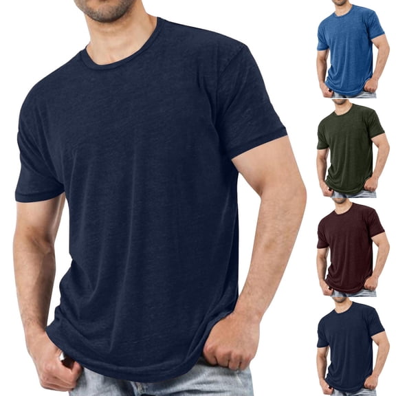 RongHuan Mens Big and Tall T-Shirts Trendy Short Sleeve Cotton T-Shirt Casual Crew Neck Tee Soft Moisture Wicking Basic Tee Shirts