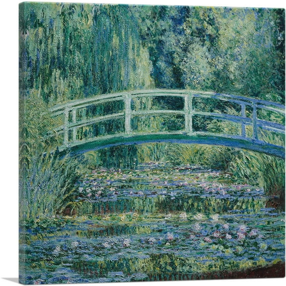 ARTCANVAS Water Lilies and Japanese Bridge Canvas Art Print by Claude Monet - Size: 18" x 18" (0.75" Deep)