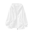 thumbnail image 3 of Ovzne Women's Hooded Fleece Jacket Full Zip Up Long Sleeve Mid-Length Warm Winter Coat with Pockets Relaxed Fit,White Jackets for Women, 3 of 8
