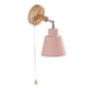 thumbnail image 3 of Lámpara de pared para cabecera Macaron, apliques de pared con pantalla rosa que ahorran espacio y base de madera para sala de estar, dormitorio, oficina, 100-240V, 3 of 5