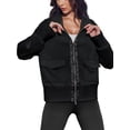 thumbnail image 2 of Women's Zip up Sweatshirt Collared Neck Long Sleeve Loose Casual Lightweight Jacket with Pockets, 2 of 6
