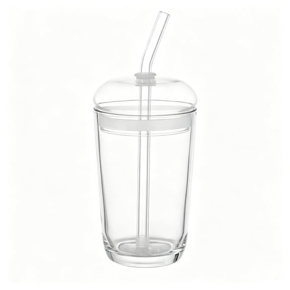 BPPEG 16 Oz Dome Lid Glass Tumbler,Clear,Glass Tumbler with Lid,Snowglobe Tumbler Cups