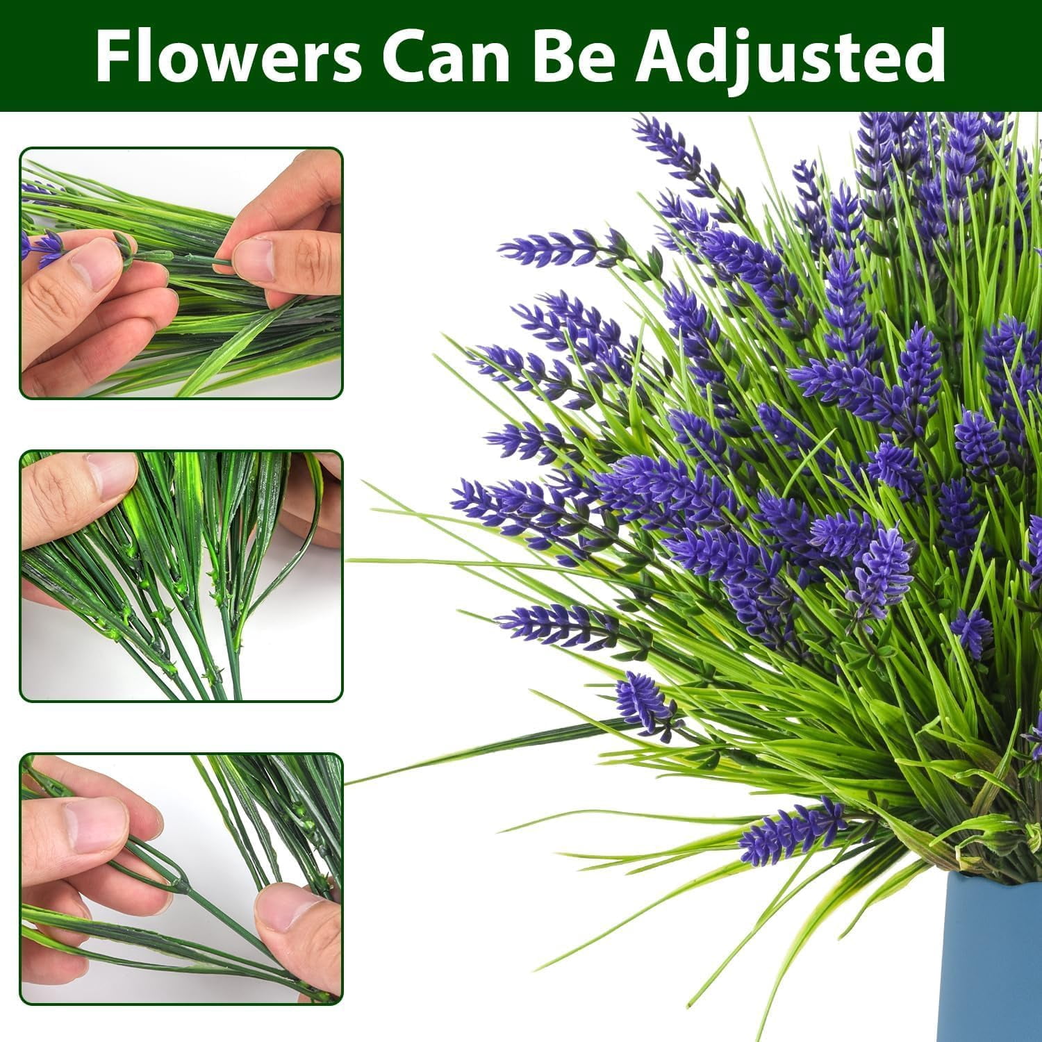 Artificial Plants Outdoor, 10pcs Lavender Artificial Flowers,Fake Plants Plastic Faux Flowers,UV Resistant Fake Flowers No Fade Faux Plastic Plants for Outdoor Planters for Home Garden