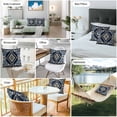 thumbnail image 6 of Ethnic Style Pattern Outdoor Pillow Covers Pack of 2 Vintage Blue Weaving Abstract Waterproof Throw Pillow Covers Decorative Cushion Cases for Patio Garden Tent Balcony Couch 24x24 inch, 6 of 8