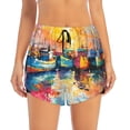 thumbnail image 4 of Lsque Colorful Fishing Boats Printed Women's Running Shorts with Liner Pockets,Elastic Quick Dry Workout Athletic Gym Yoga Shorts,Womens High Waist Shorts-Medium, 4 of 9