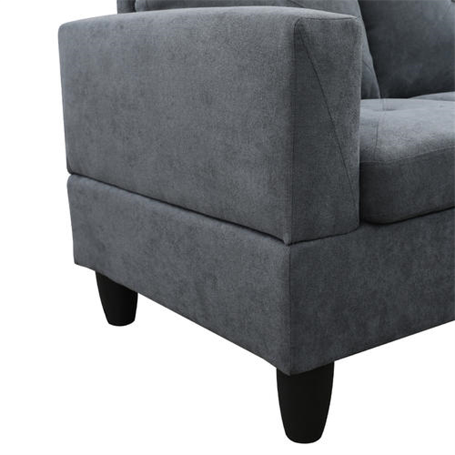 Hommoo Modern L-Shaped Sofa, Flannelette 2-Piece Living Room Sofa, 4-seater Convertible Sofa, Suitable for Apartment, Office, Home Furniture, Dark Grey (No Ottoman)