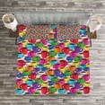 thumbnail image 3 of Ambesonne Colorful Quilted Bedspread Set 3 Pcs, Vintage Coffee House, King Size, Multicolor, 3 of 3