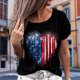 thumbnail image 5 of Imprimir Camisetas Casuales Camiseta holgada para mujer Camiseta con rayas de estrellas del 4 de julio Tops femeninos de verano (Negro XL) Ygjytge para Mujer Negro T XL, 5 of 7
