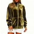 thumbnail image 2 of Rutainlusire Womens Trendy Gold Velvet Comfy Zip Up Jackets Women's Solid-colored Long-sleeved Sweatshirts, 2 of 3