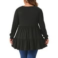 thumbnail image 3 of Agnes Orinda Women's Plus Size Tops V Neck Long Sleeve Button Peplum Tunics Babydoll TunicTops 2X Black, 3 of 5