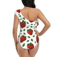 thumbnail image 5 of Picia Strawberry Pattern Women's One Piece Swimsuits,One Shoulder Swimwear Asymmetric ,Ruffle Monokinis Bathing Suits,High Waisted Flattering Bathing Suits-Small, 5 of 8
