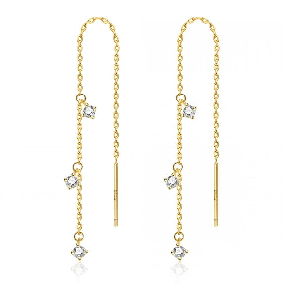 DESIGNICE 2026 New 14K Gold Plated Dangle Earrings for Women Dainty Long Hanging Gold Chain Earrings Trendy Hypoallergenic Dangling Cz Earrings Jewelry Gift
